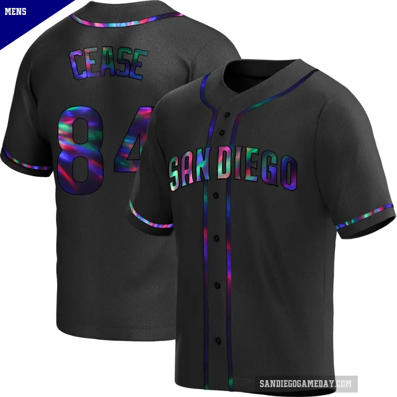 Men's No.84 Dylan Cease San Diego Padres Black Replica Holographic Alternate Jersey