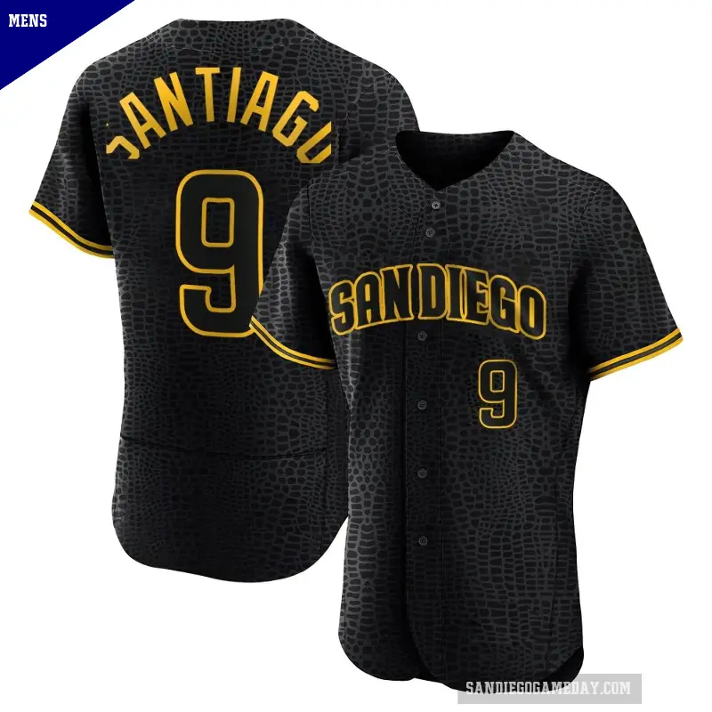 Men's No.9 Benito Santiago San Diego Padres Black Authentic Snake Skin City Jersey