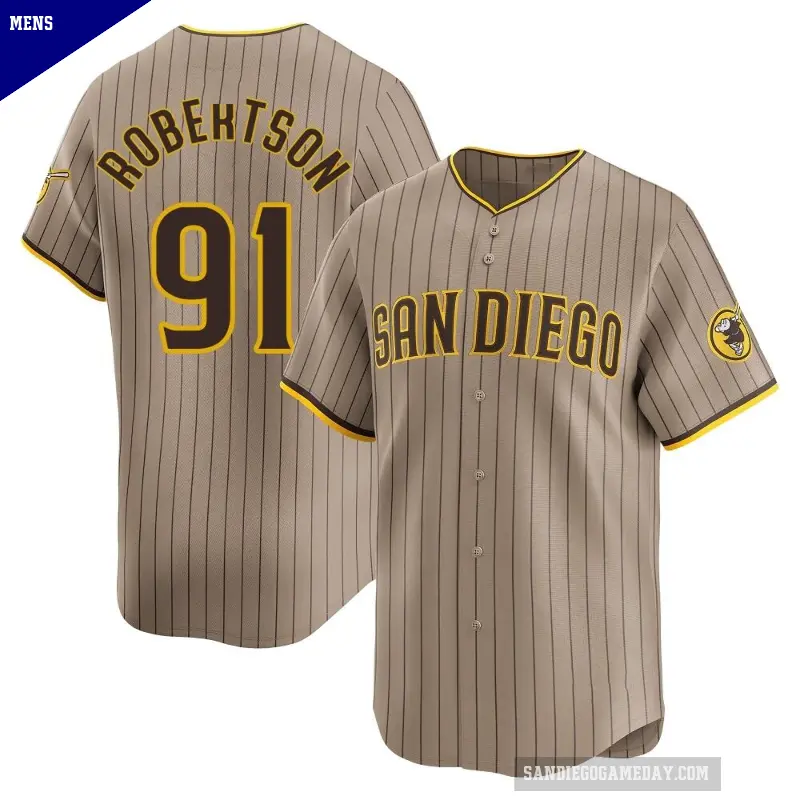 Men's No.91 Tyler Robertson San Diego Padres Limited Tan Alternate Jersey
