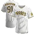 Men's No.91 Tyler Robertson San Diego Padres White/Brown Authentic Home Jersey