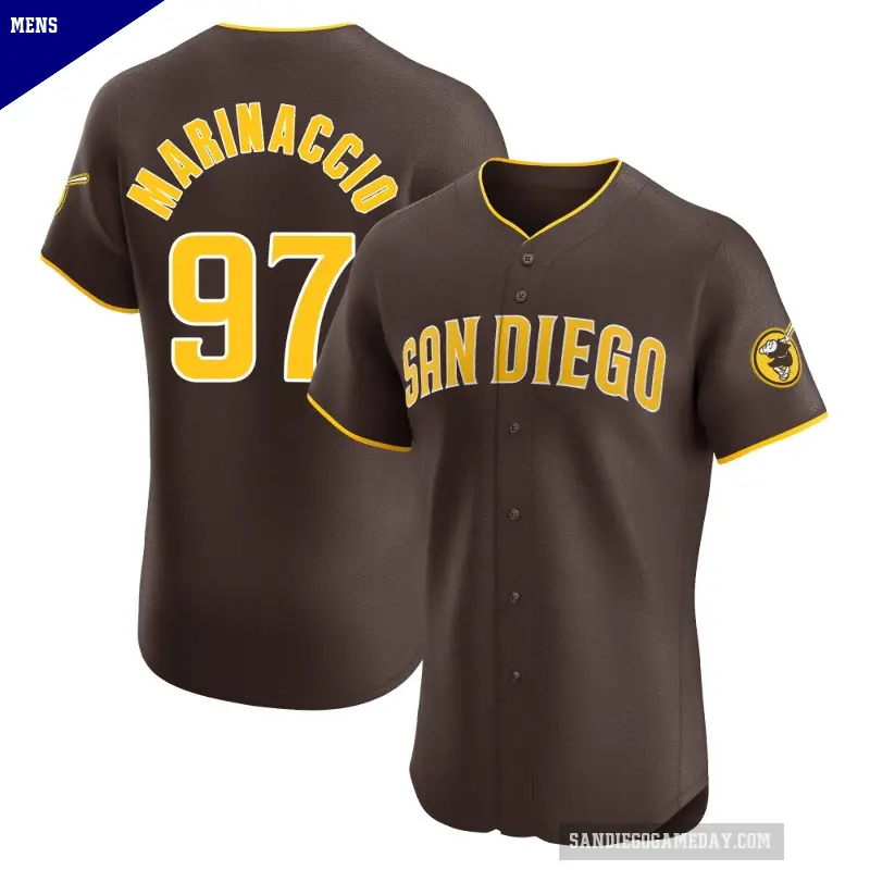 Men's No.97 Ron Marinaccio San Diego Padres Brown Elite Road Vapor Premier Jersey