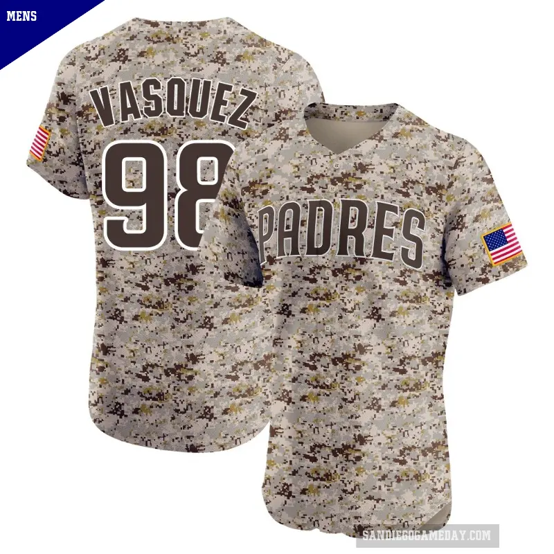 Men's No.98 Randy Vasquez San Diego Padres Camo Elite Alternate Vapor Premier Jersey