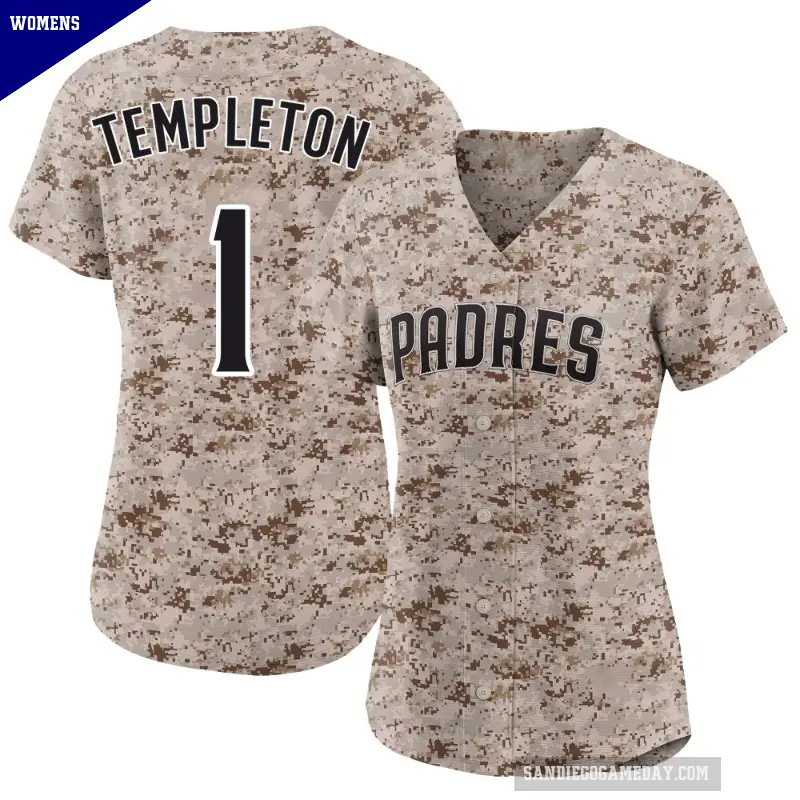 Women's No.1 Garry Templeton San Diego Padres Camo Limited 2nd Alternate Jersey