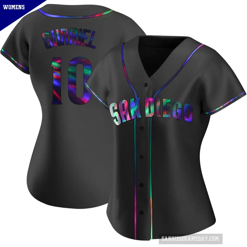 Women's No.10 Yuli Gurriel San Diego Padres Black Replica Holographic Alternate Jersey