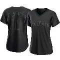 Women's No.11 Tim Flannery San Diego Padres Black Authentic Pitch Fashion Jersey