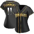 Women's No.11 Tim Flannery San Diego Padres Gold Replica Black en Alternate Jersey
