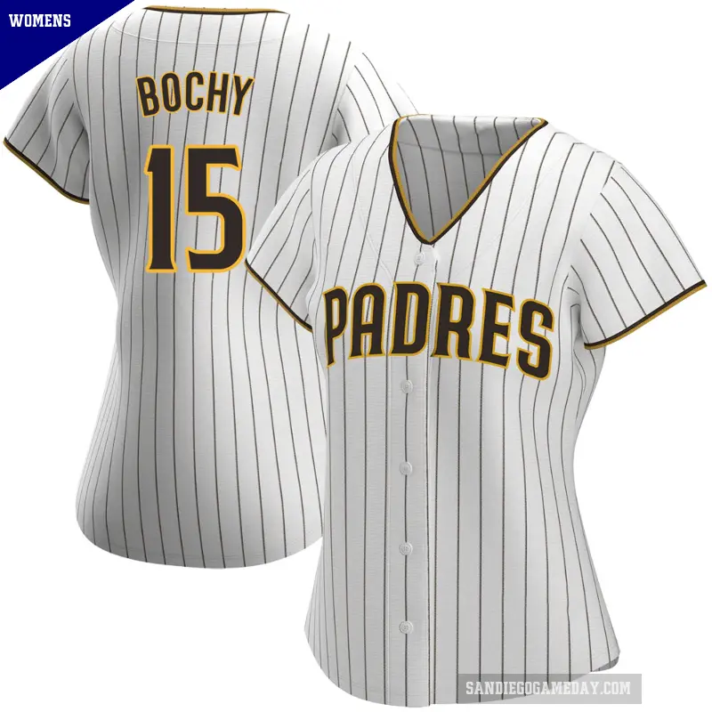 Women's No.15 Bruce Bochy San Diego Padres White/Brown Authentic Home Jersey