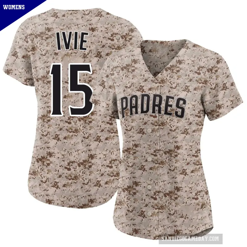Women's No.15 Mike Ivie San Diego Padres Camo Limited 2nd Alternate Jersey
