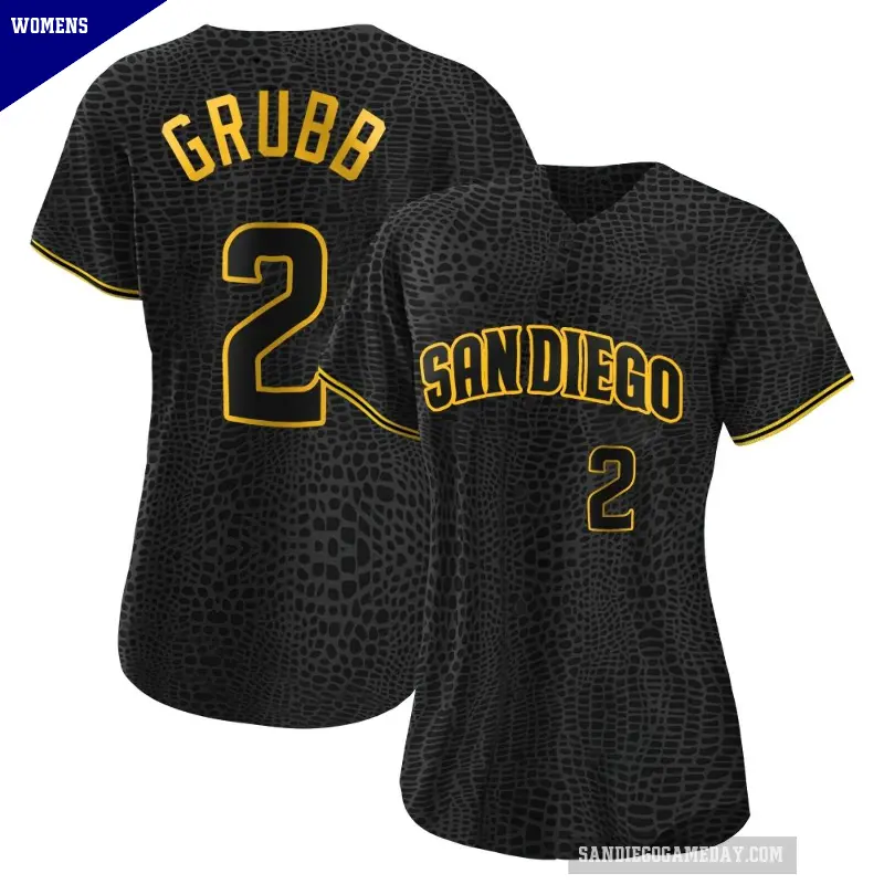 Women's No.2 Johnny Grubb San Diego Padres Black Authentic Snake Skin City Jersey