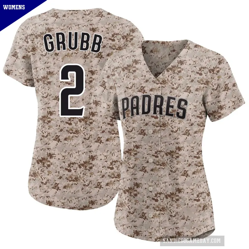 Women's No.2 Johnny Grubb San Diego Padres Camo Limited 2nd Alternate Jersey