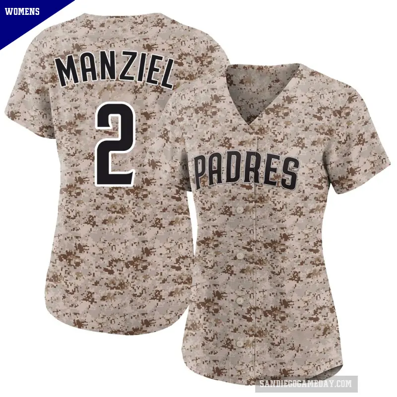 Women's No.2 Johnny Manziel San Diego Padres Camo Limited 2nd Alternate Jersey