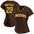 Women's No.23 Adrian Gonzalez San Diego Padres Brown Replica Road Jersey
