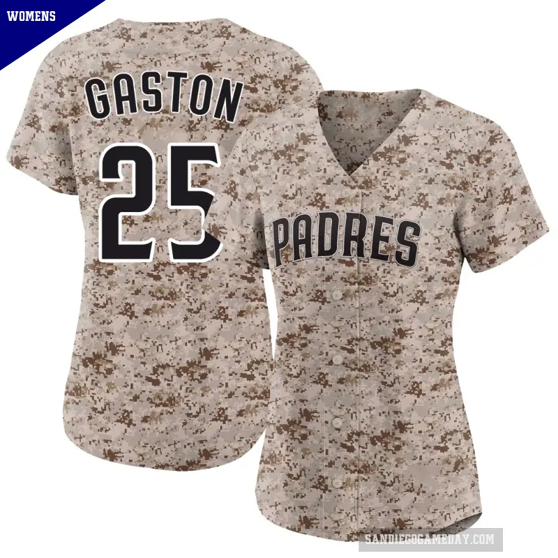 Women's No.25 Cito Gaston San Diego Padres Camo Limited 2nd Alternate Jersey