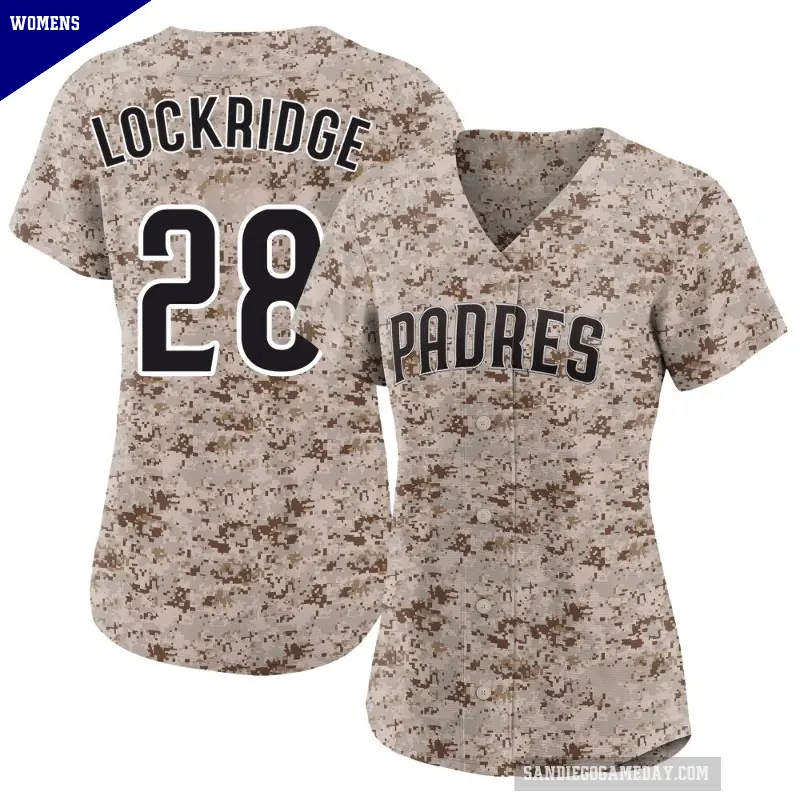 Women's No.28 Brandon Lockridge San Diego Padres Camo Limited 2nd Alternate Jersey