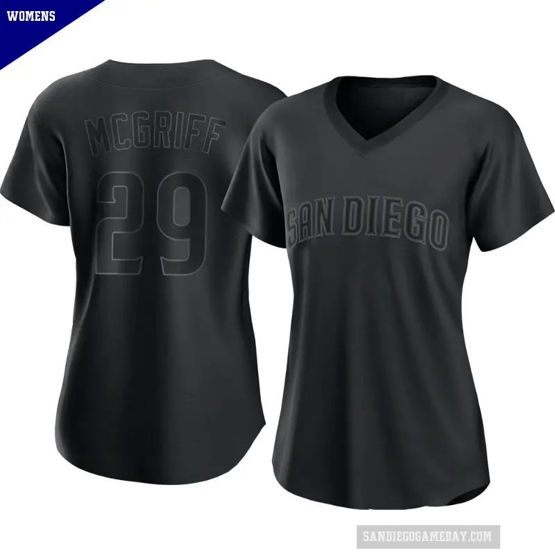 Women's No.29 Fred Mcgriff San Diego Padres Black Replica Pitch Fashion Jersey