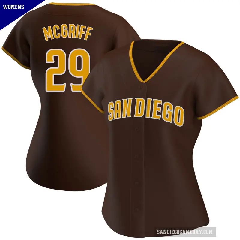 Women's No.29 Fred Mcgriff San Diego Padres Brown Replica Road Jersey
