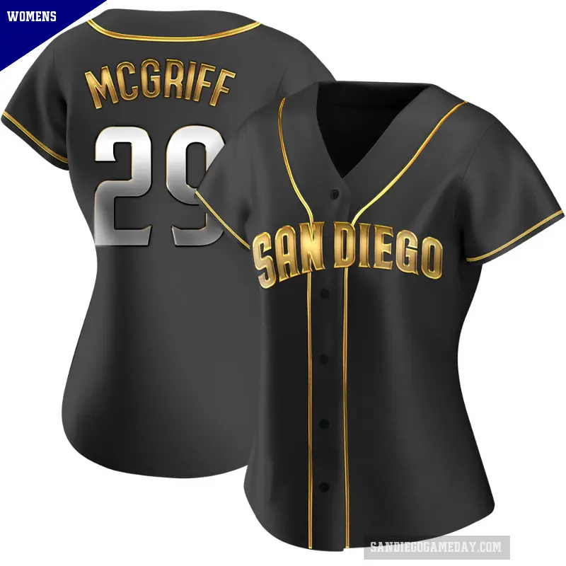 Women's No.29 Fred Mcgriff San Diego Padres Gold Replica Black en Alternate Jersey