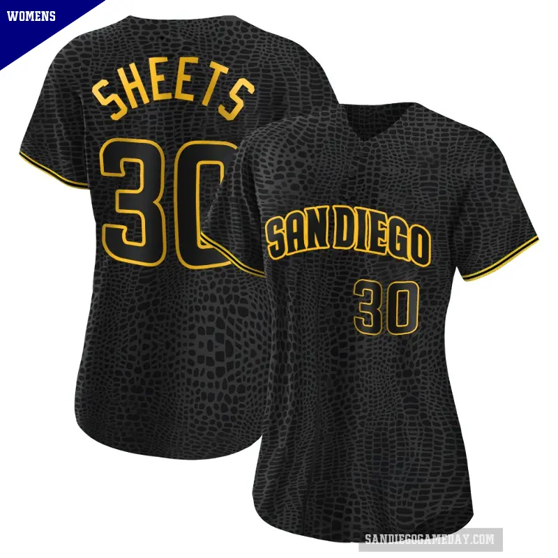 Women's No.30 Gavin Sheets San Diego Padres Black Authentic Snake Skin City Jersey