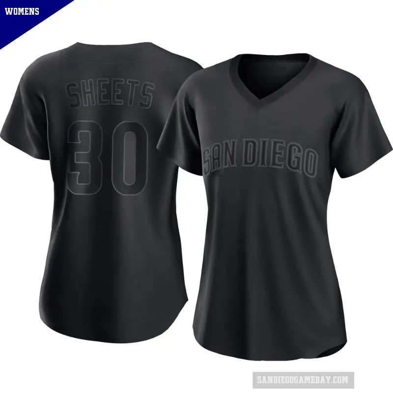 Women's No.30 Gavin Sheets San Diego Padres Black Replica Pitch Fashion Jersey