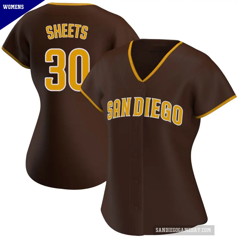 Women's No.30 Gavin Sheets San Diego Padres Brown Authentic Road Jersey