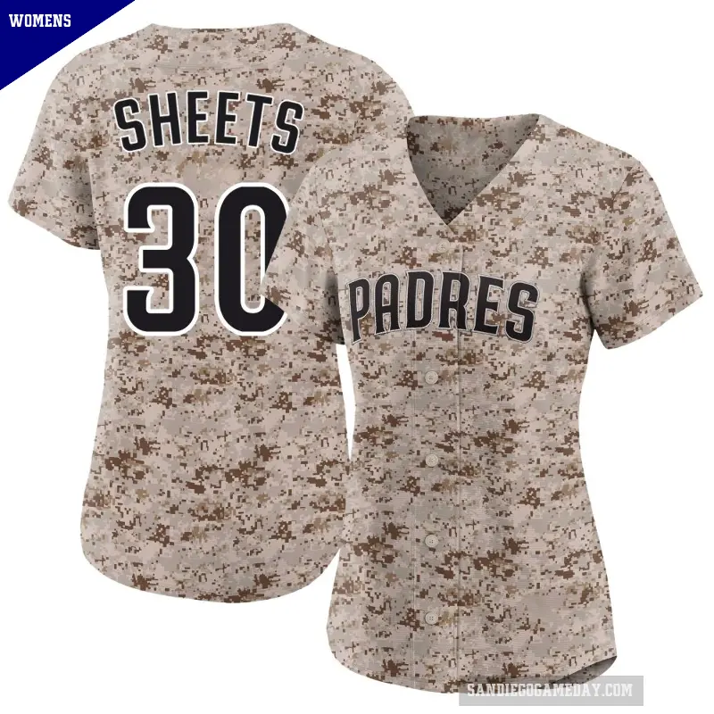 Women's No.30 Gavin Sheets San Diego Padres Camo Limited 2nd Alternate Jersey