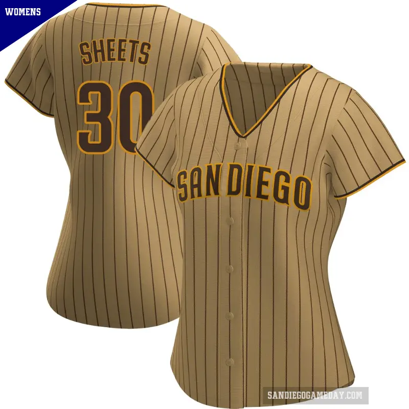 Women's No.30 Gavin Sheets San Diego Padres Tan/Brown Authentic Alternate Jersey