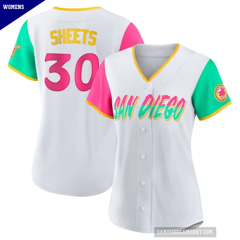 Women's No.30 Gavin Sheets San Diego Padres White Authentic 2022 City Connect Jersey