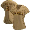 Women's No.31 Dave Winfield San Diego Padres Tan/Brown Authentic Alternate Jersey
