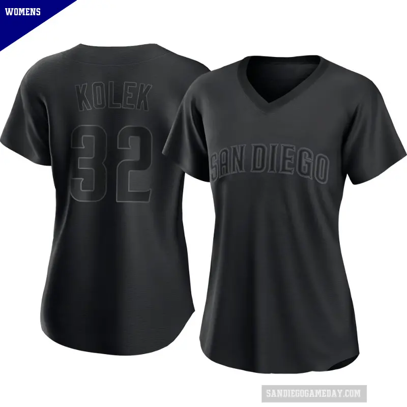 Women's No.32 Stephen Kolek San Diego Padres Black Replica Pitch Fashion Jersey