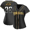 Women's No.32 Stephen Kolek San Diego Padres Gold Replica Black en Alternate Jersey