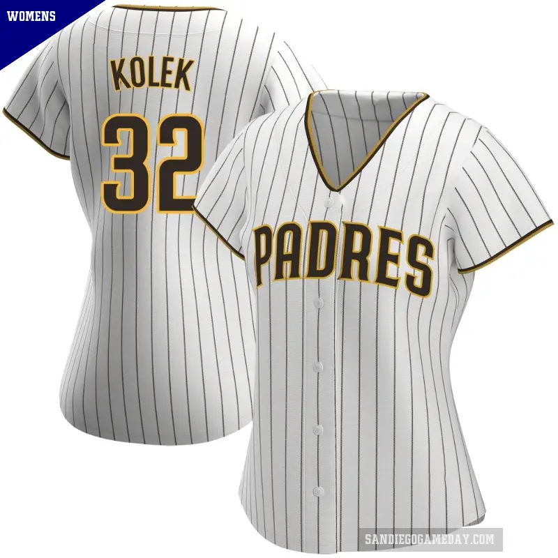 Women's No.32 Stephen Kolek San Diego Padres White/Brown Replica Home Jersey