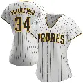 Women's No.34 Fernando Valenzuela San Diego Padres White/Brown Authentic Home Jersey