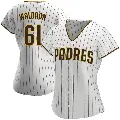 Women's No.61 Matt Waldron San Diego Padres White/Brown Authentic Home Jersey