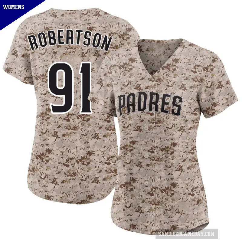 Women's No.91 Tyler Robertson San Diego Padres Camo Limited 2nd Alternate Jersey