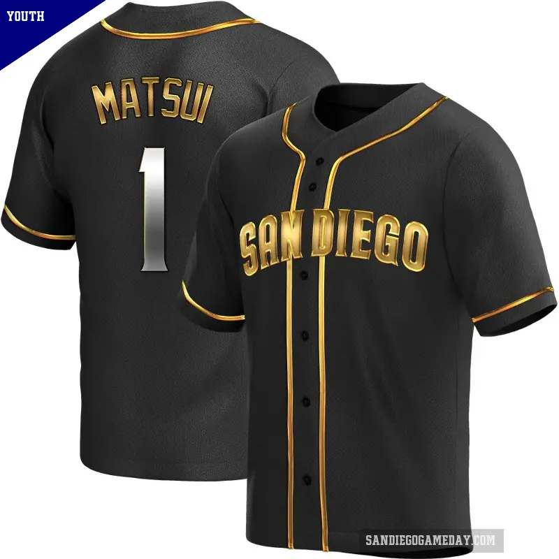 Youth No.1 Yuki Matsui San Diego Padres Gold Replica Black en Alternate Jersey