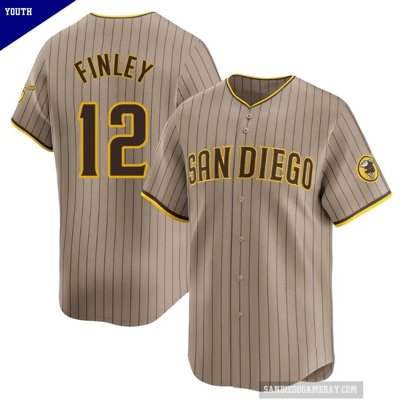 Youth No.12 Steve Finley San Diego Padres Limited Tan Alternate Jersey