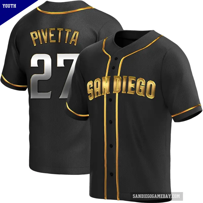 Youth No.27 Nick Pivetta San Diego Padres Gold Replica Black en Alternate Jersey