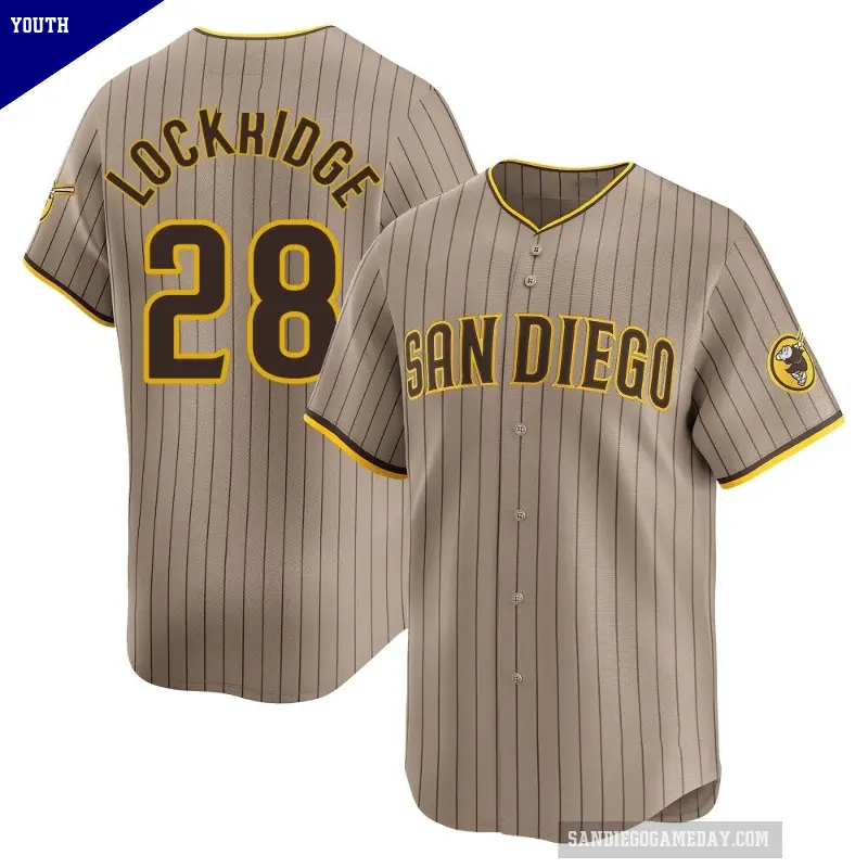 Youth No.28 Brandon Lockridge San Diego Padres Limited Tan Alternate Jersey