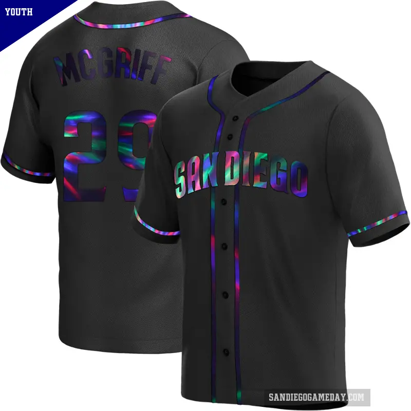 Youth No.29 Fred Mcgriff San Diego Padres Black Replica Holographic Alternate Jersey