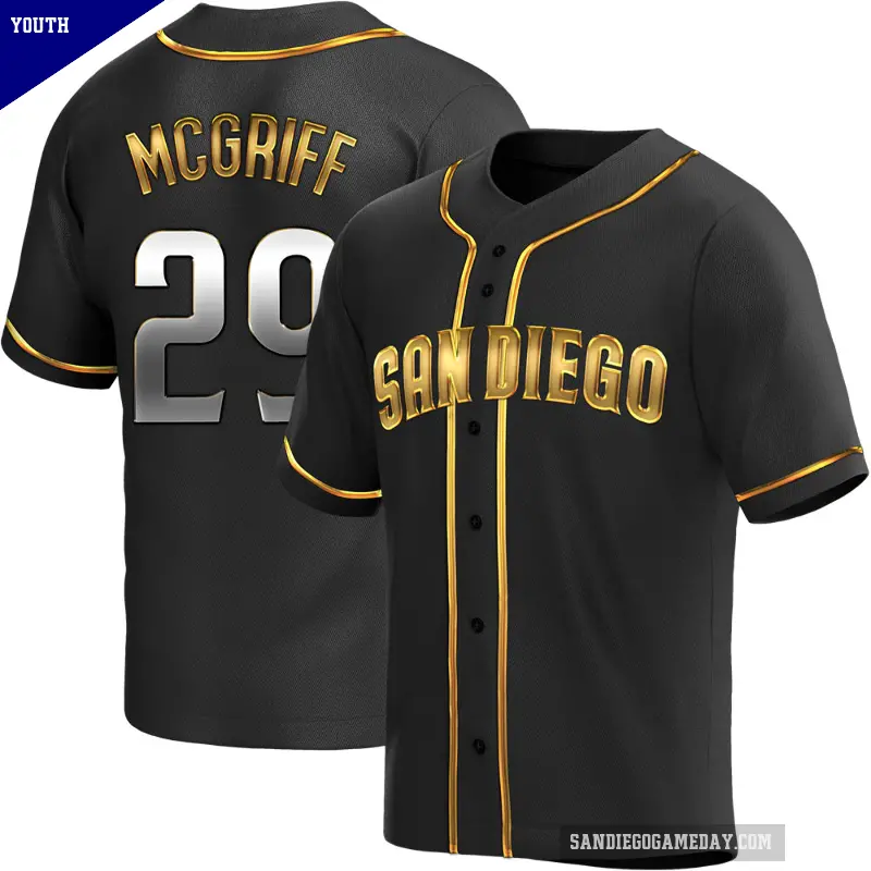 Youth No.29 Fred Mcgriff San Diego Padres Gold Replica Black en Alternate Jersey