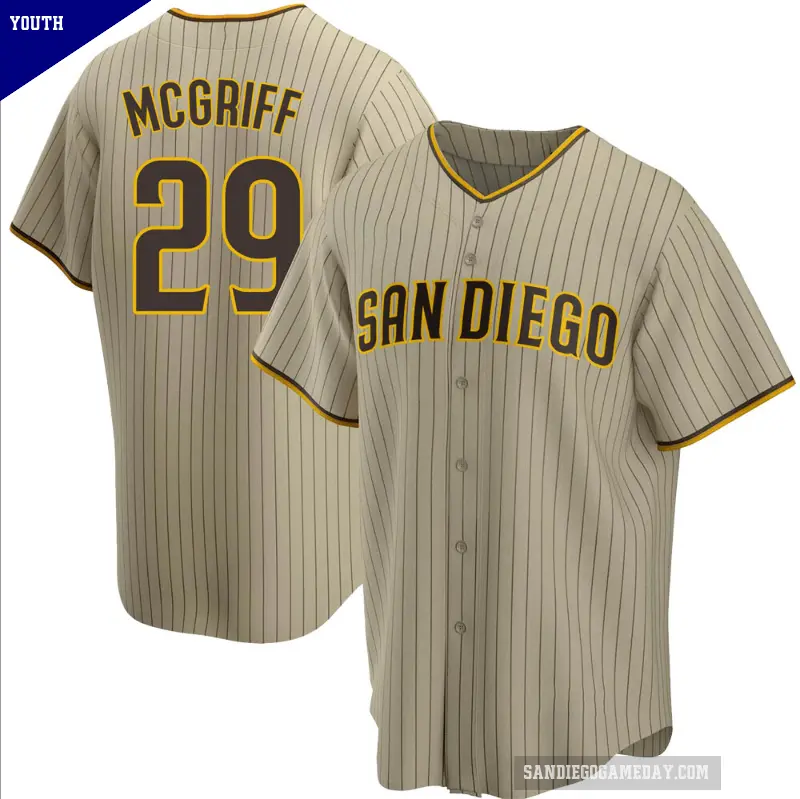 Youth No.29 Fred Mcgriff San Diego Padres Sand/Brown Replica Alternate Jersey