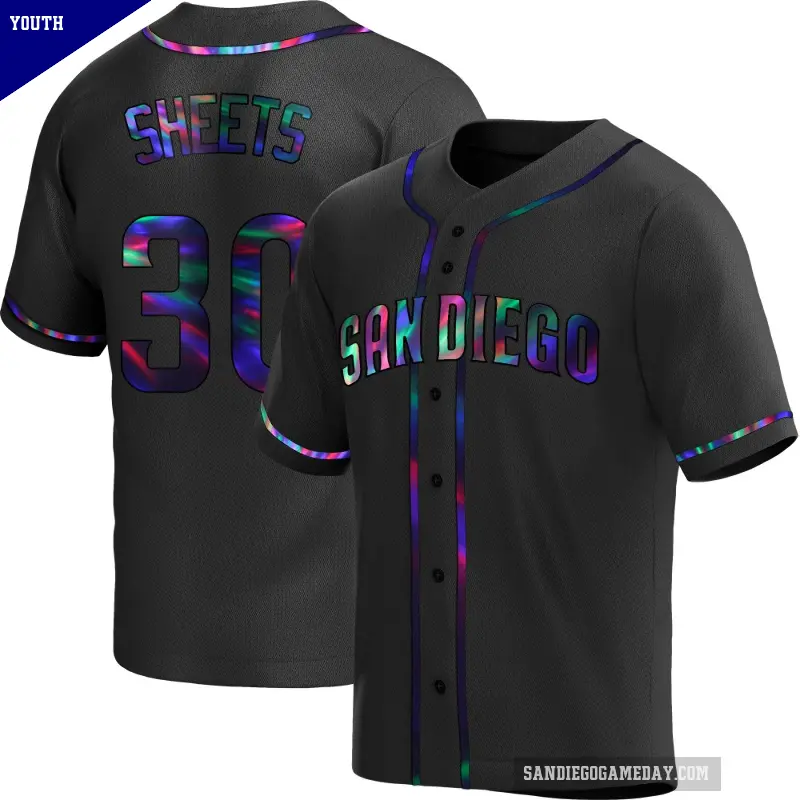 Youth No.30 Gavin Sheets San Diego Padres Black Replica Holographic Alternate Jersey