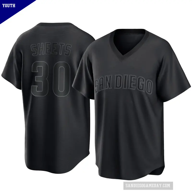 Youth No.30 Gavin Sheets San Diego Padres Black Replica Pitch Fashion Jersey