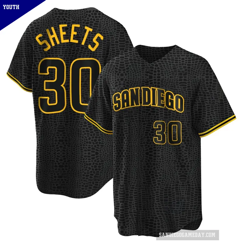 Youth No.30 Gavin Sheets San Diego Padres Black Replica Snake Skin City Jersey