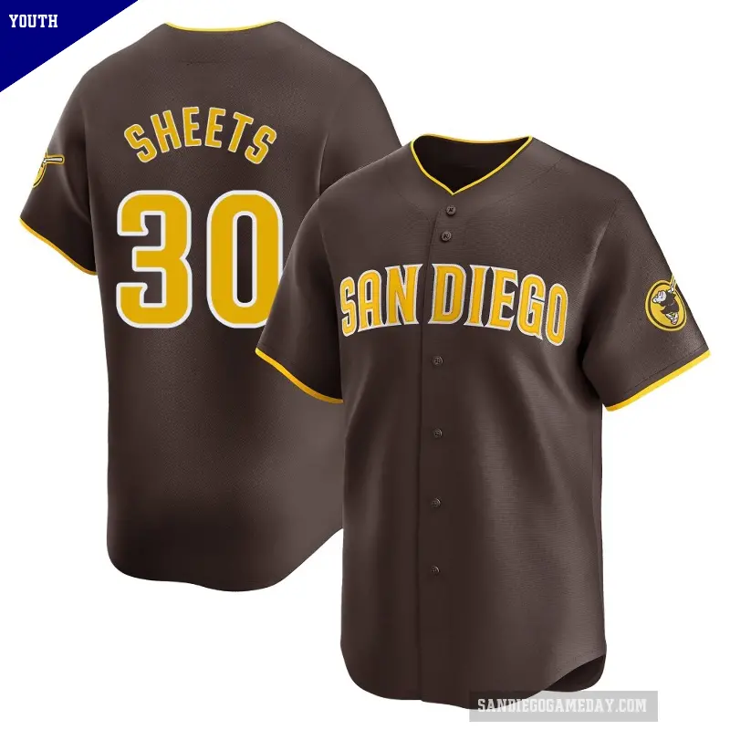Youth No.30 Gavin Sheets San Diego Padres Brown Limited Away Jersey