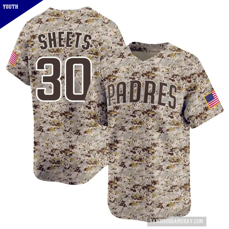 Youth No.30 Gavin Sheets San Diego Padres Camo Limited 2nd Alternate Jersey