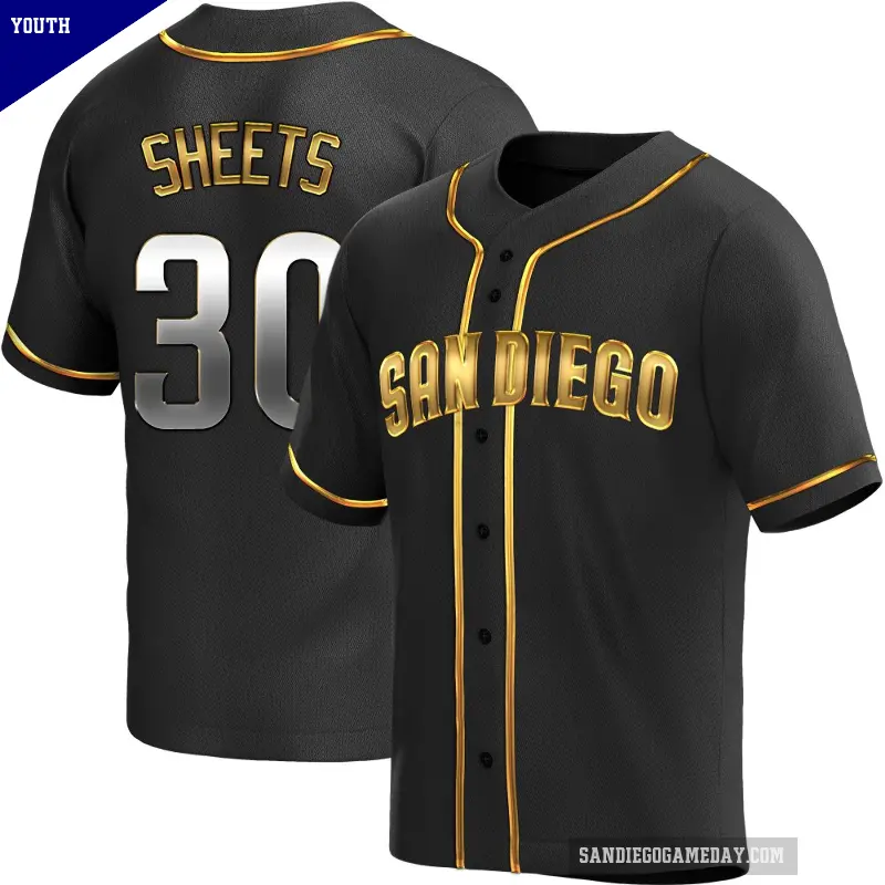 Youth No.30 Gavin Sheets San Diego Padres Gold Replica Black en Alternate Jersey