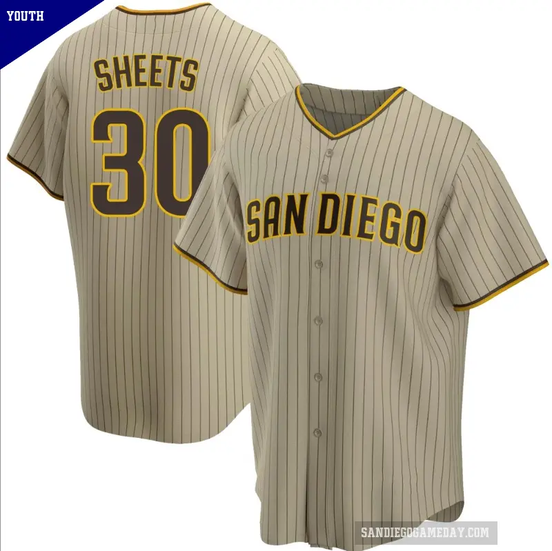 Youth No.30 Gavin Sheets San Diego Padres Sand/Brown Replica Alternate Jersey