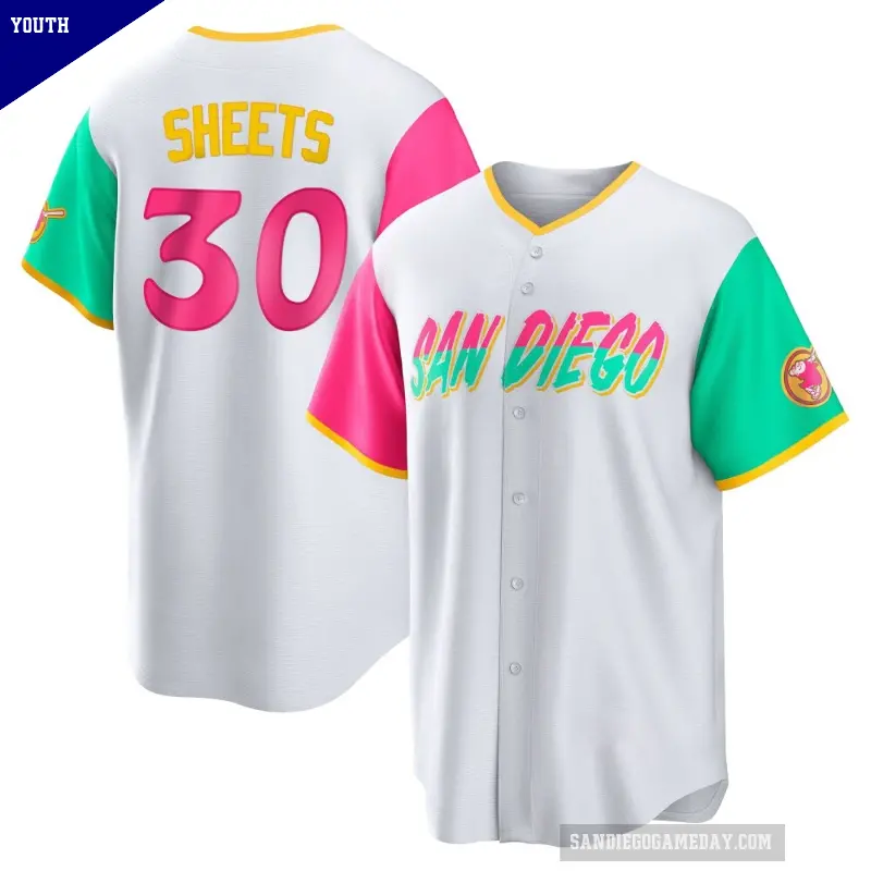 Youth No.30 Gavin Sheets San Diego Padres White Replica 2022 City Connect Jersey