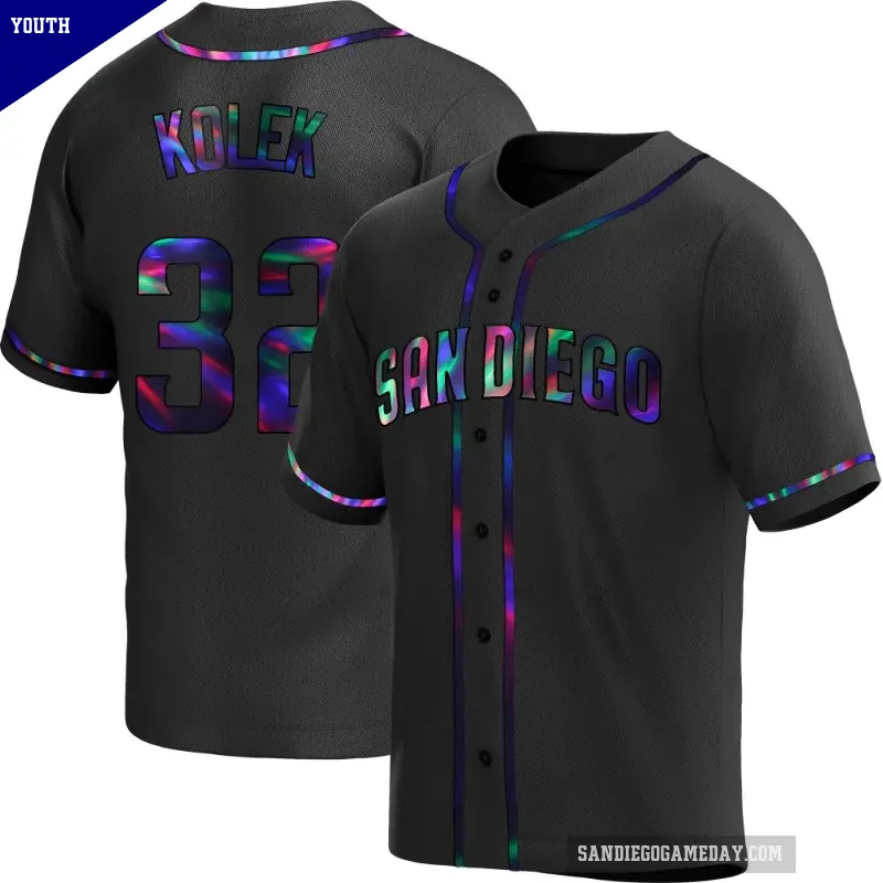 Youth No.32 Stephen Kolek San Diego Padres Black Replica Holographic Alternate Jersey